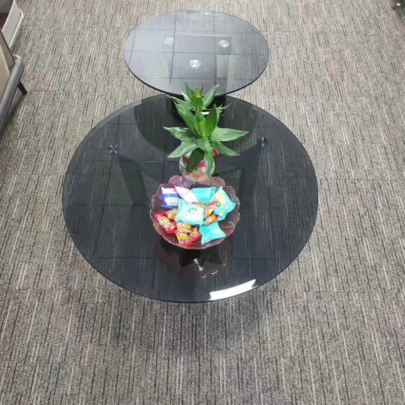 Modern Luxury Round Stainless Steel Glass Coffee Table For Living Room