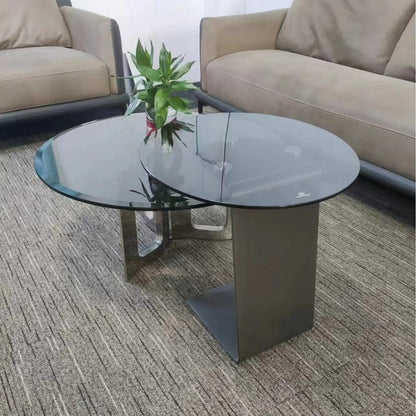 Modern Luxury Round Stainless Steel Glass Coffee Table For Living Room