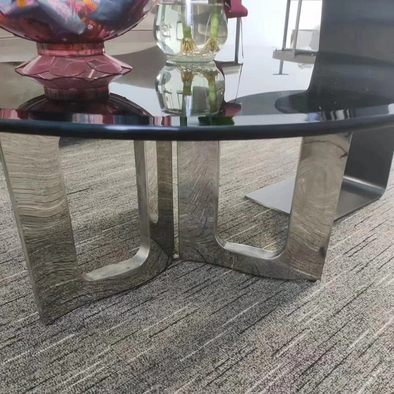 Modern Luxury Round Stainless Steel Glass Coffee Table For Living Room