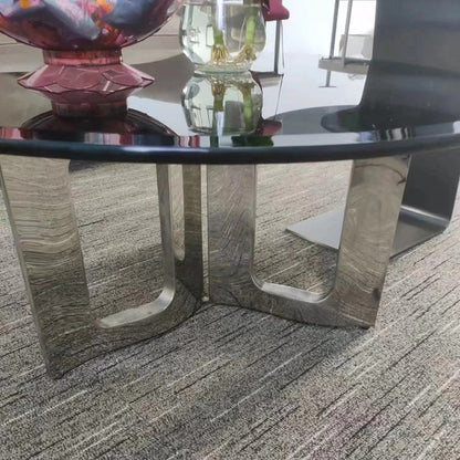 Modern Luxury Round Stainless Steel Glass Coffee Table For Living Room