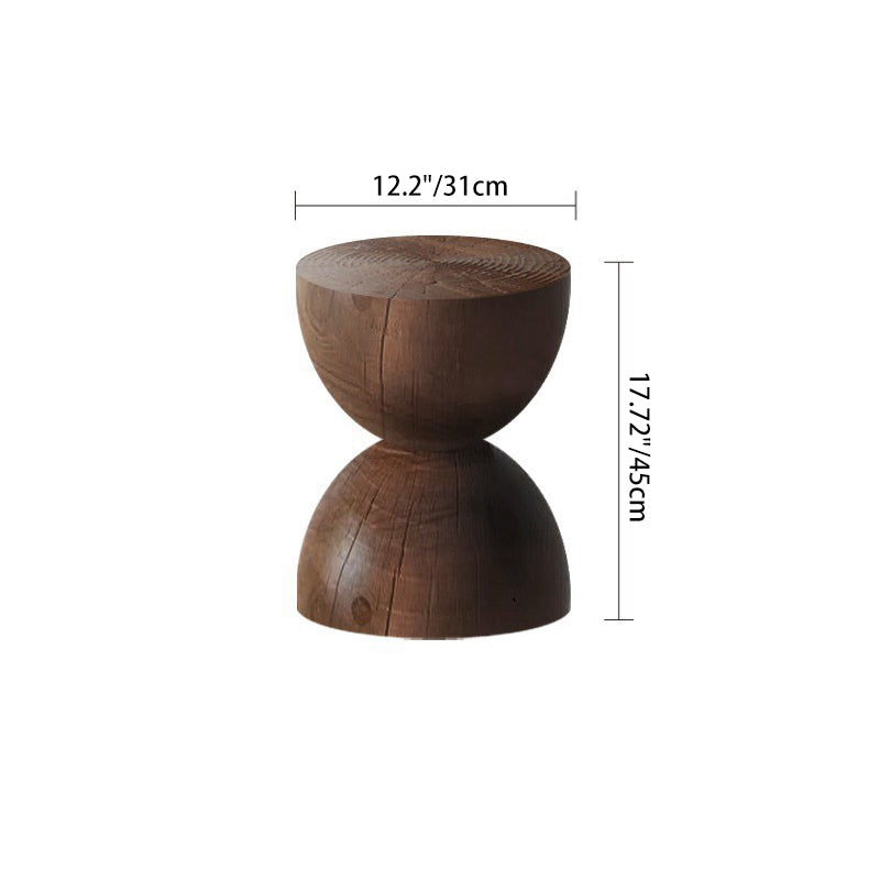 Modern Minimalist Hourglass-Shaped Solid Wood Side Table For Living Room