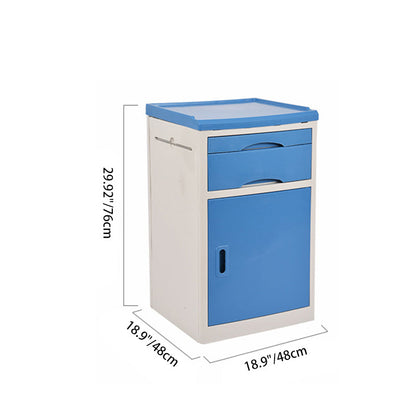 Modern Minimalist Rectangular Acrylonitrile Butadiene Styrene Nightstand 2-Drawer 2-Cabinet For Bedroom