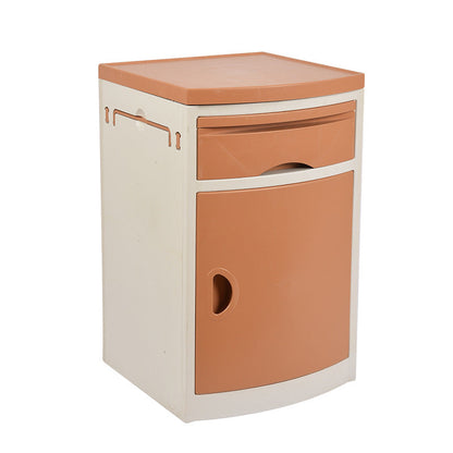 Modern Minimalist Rectangular Acrylonitrile Butadiene Styrene Nightstand 2-Drawer 2-Cabinet For Bedroom