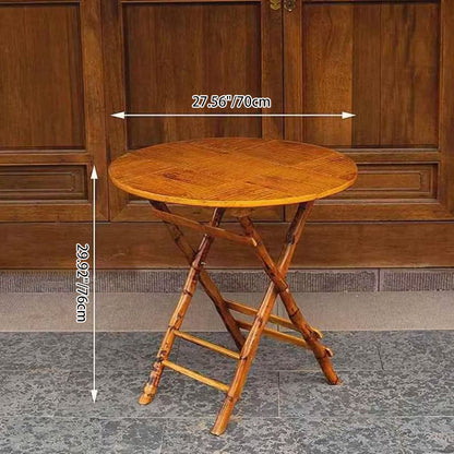 Traditional Vintage Round Square Solid Wood Bamboo Outdoor Dining Table 2-Leg Foldable For Garden