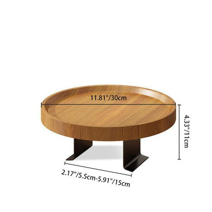 Modern Minimalist Round Solid Wood Iron Side Table 2-Leg For Living Room