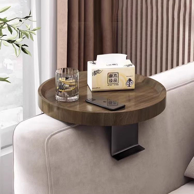 Modern Minimalist Round Solid Wood Iron Side Table 2-Leg For Living Room