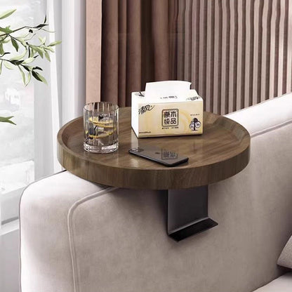Modern Minimalist Round Solid Wood Iron Side Table 2-Leg For Living Room