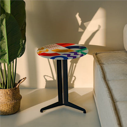 Modern Creative Round Carbon Steel Glass Side Table 3-Leg For Living Room