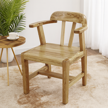 Modern Minimalist Rectangular Seat Solid Wood Dining Chair Backrest Armrest For Dining Room
