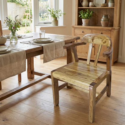 Modern Minimalist Rectangular Seat Solid Wood Dining Chair Backrest Armrest For Dining Room