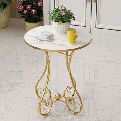 Modern Minimalist Round Iron Medium Density Fiberboard Side Table 4-Leg For Living Room