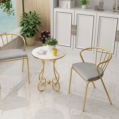 Modern Minimalist Round Iron Medium Density Fiberboard Side Table 4-Leg For Living Room