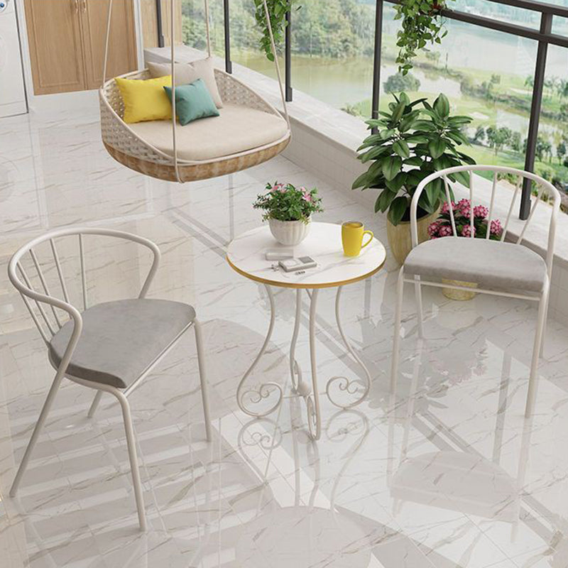 Modern Minimalist Round Iron Medium Density Fiberboard Side Table 4-Leg For Living Room