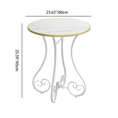 Modern Minimalist Round Iron Medium Density Fiberboard Side Table 4-Leg For Living Room