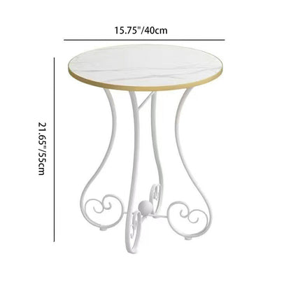 Modern Minimalist Round Iron Medium Density Fiberboard Side Table 4-Leg For Living Room