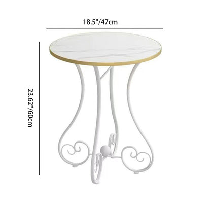Modern Minimalist Round Iron Medium Density Fiberboard Side Table 4-Leg For Living Room