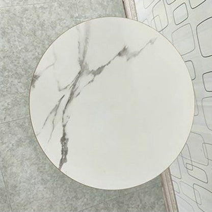Modern Minimalist Round Iron Medium Density Fiberboard Side Table 4-Leg For Living Room