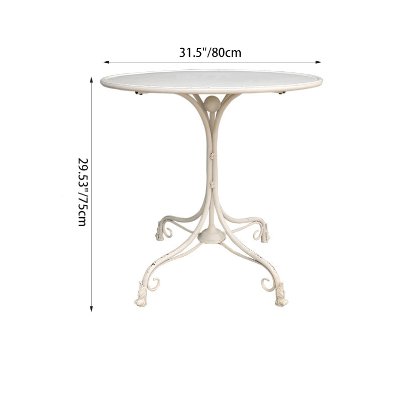 Traditional Vintage Round Iron Dining Table 4-Leg For Dining Room