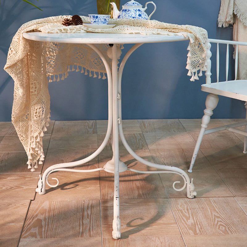 Traditional Vintage Round Iron Dining Table 4-Leg For Dining Room