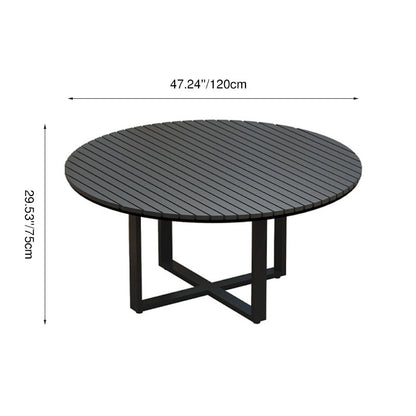 Modern Minimalist Round Iron Composite Wood Outdoor Dining Table 4-Leg For Garden