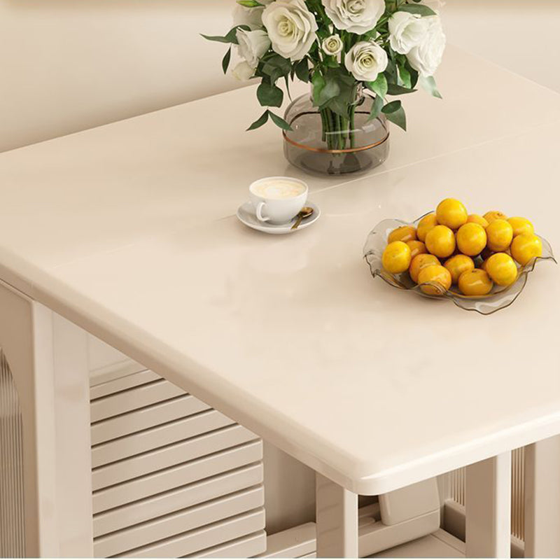 Modern Minimalist Rectangular Plywood Glass Dining Table 2-Cabinet Foldable Movable For Dining Room