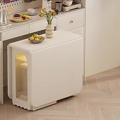 Modern Minimalist Rectangular Plywood Glass Dining Table 2-Cabinet Foldable Movable For Dining Room