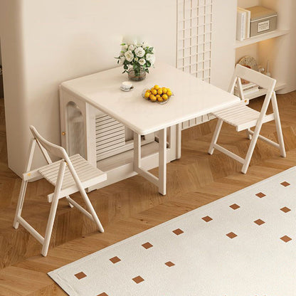 Modern Minimalist Rectangular Plywood Glass Dining Table 2-Cabinet Foldable Movable For Dining Room