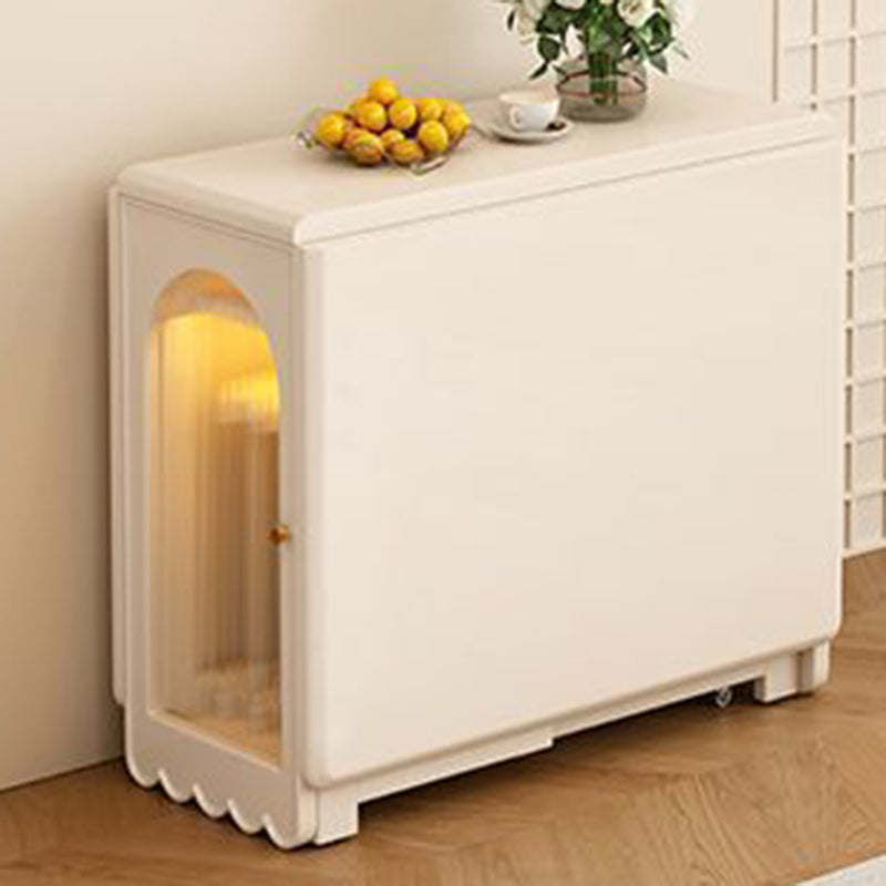 Modern Minimalist Rectangular Plywood Glass Dining Table 2-Cabinet Foldable Movable For Dining Room