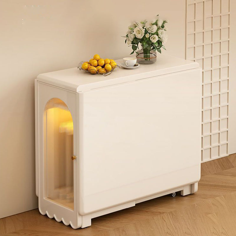 Modern Minimalist Rectangular Plywood Glass Dining Table 2-Cabinet Foldable Movable For Dining Room