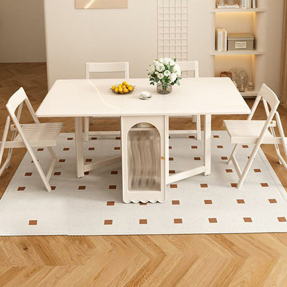 Modern Minimalist Rectangular Plywood Glass Dining Table 2-Cabinet Foldable Movable For Dining Room