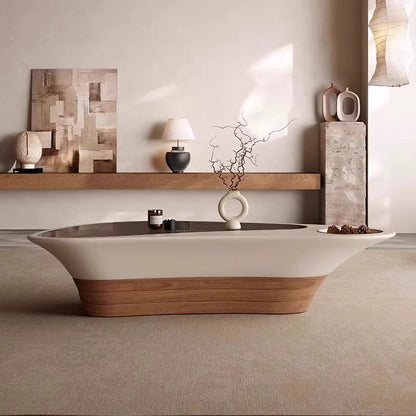 Modern Luxury Unique-Shaped Plywood Glass Stainless Steel Coffee Table For Living Room
