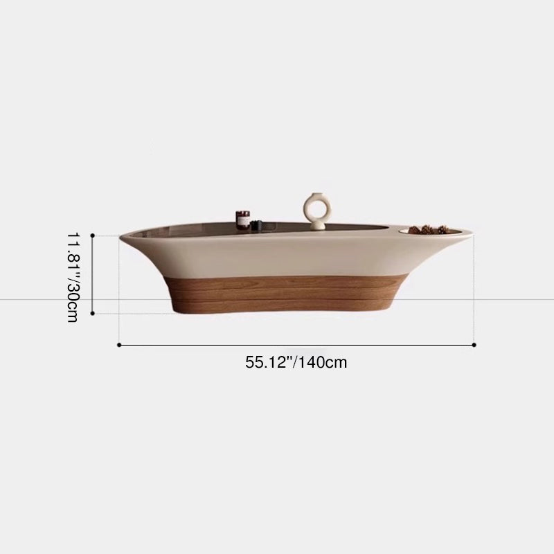 Modern Luxury Unique-Shaped Plywood Glass Stainless Steel Coffee Table For Living Room