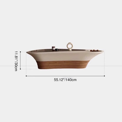 Modern Luxury Unique-Shaped Plywood Glass Stainless Steel Coffee Table For Living Room