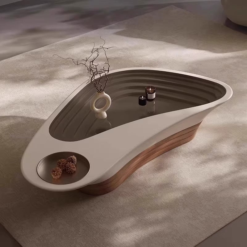 Modern Luxury Unique-Shaped Plywood Glass Stainless Steel Coffee Table For Living Room
