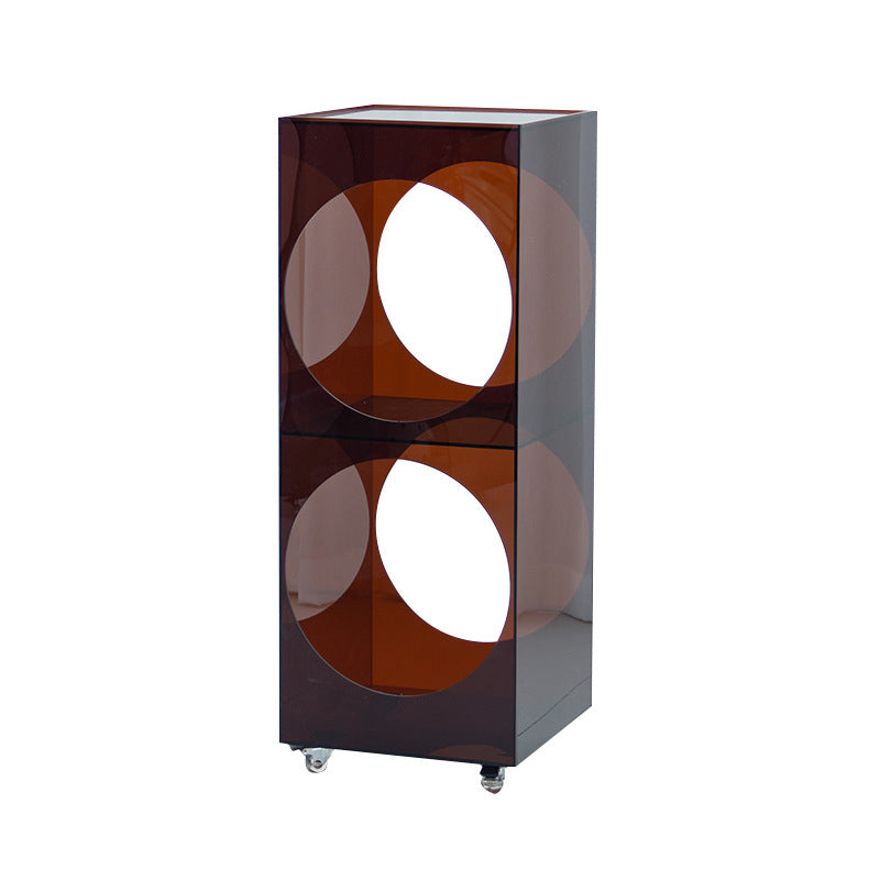 Modern Minimalist Rectangular Acrylic Storage Cabinet 2-Tier Movable For Living Room