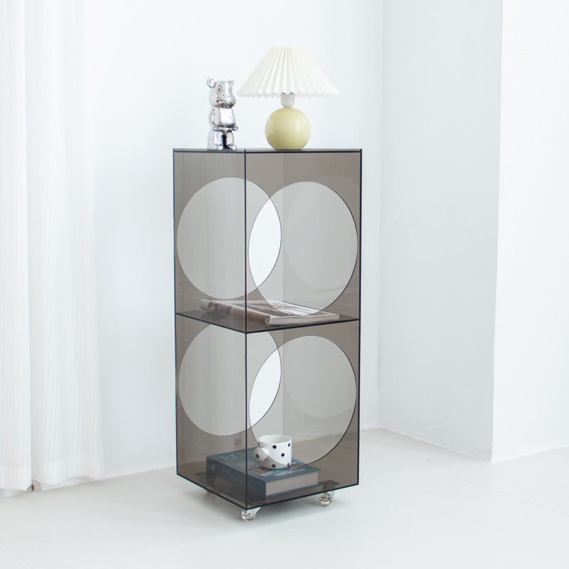 Modern Minimalist Rectangular Acrylic Storage Cabinet 2-Tier Movable For Living Room