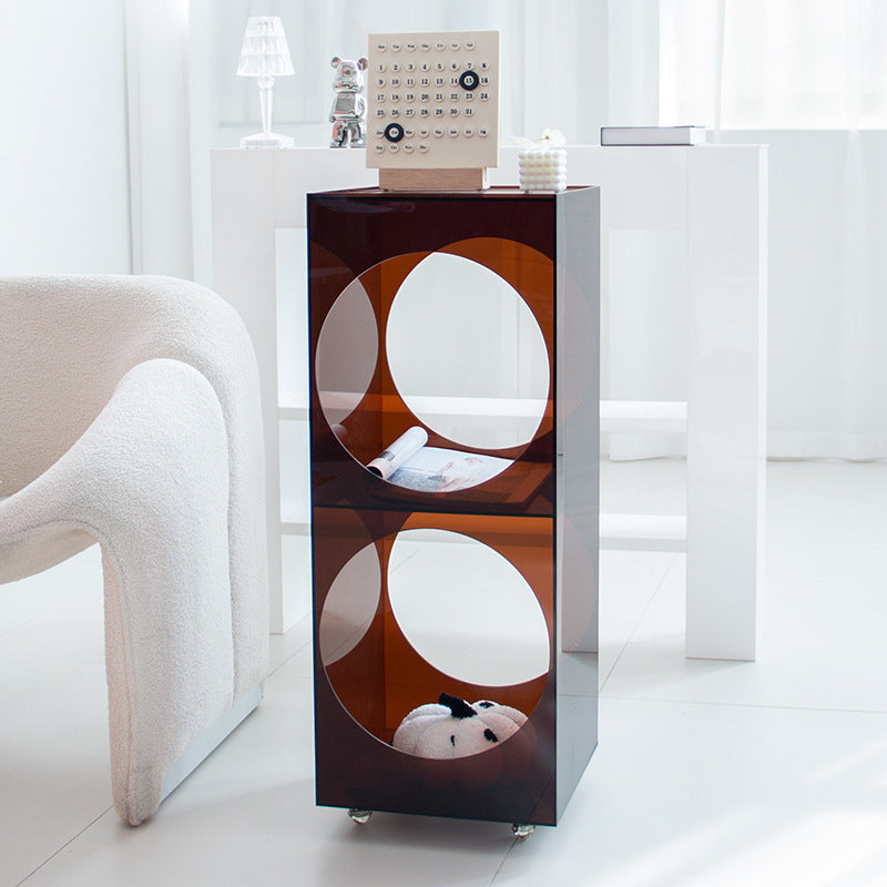 Modern Minimalist Rectangular Acrylic Storage Cabinet 2-Tier Movable For Living Room