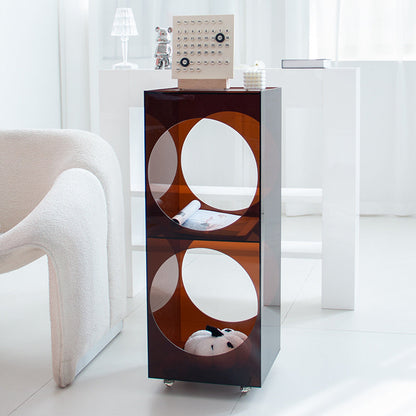 Modern Minimalist Rectangular Acrylic Storage Cabinet 2-Tier Movable For Living Room