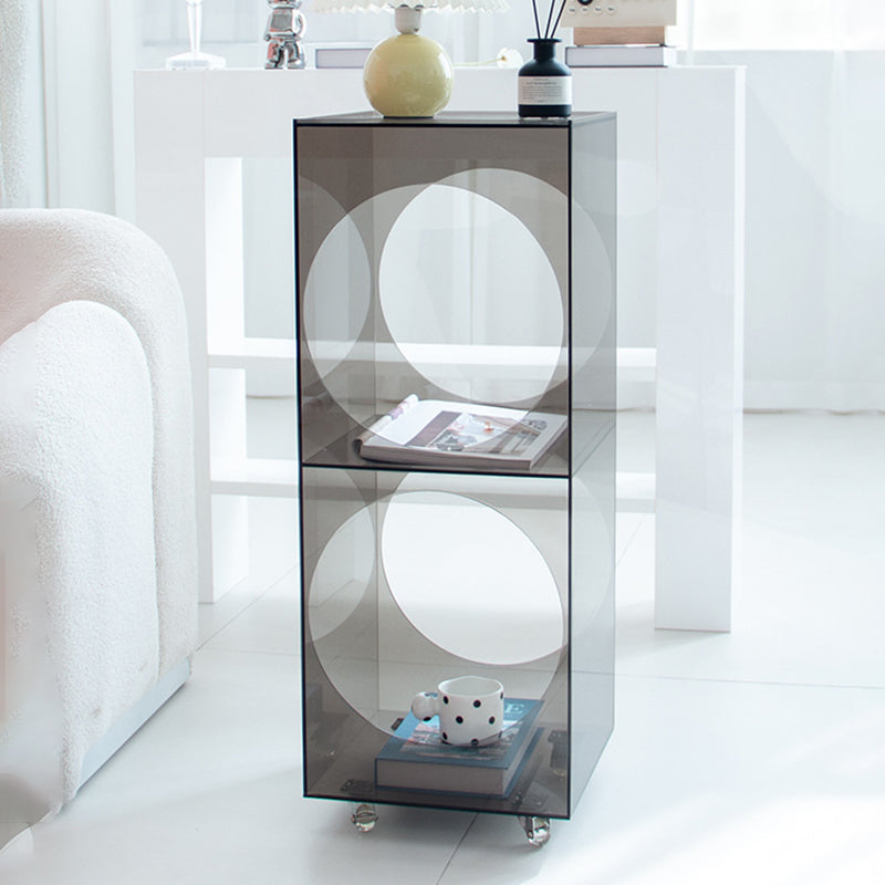 Modern Minimalist Rectangular Acrylic Storage Cabinet 2-Tier Movable For Living Room