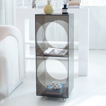 Modern Minimalist Rectangular Acrylic Storage Cabinet 2-Tier Movable For Living Room