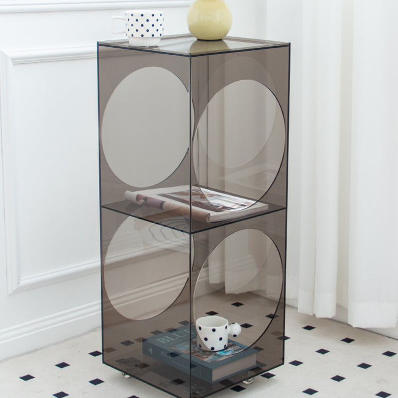 Modern Minimalist Rectangular Acrylic Storage Cabinet 2-Tier Movable For Living Room