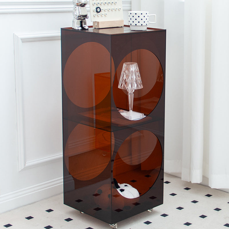 Modern Minimalist Rectangular Acrylic Storage Cabinet 2-Tier Movable For Living Room