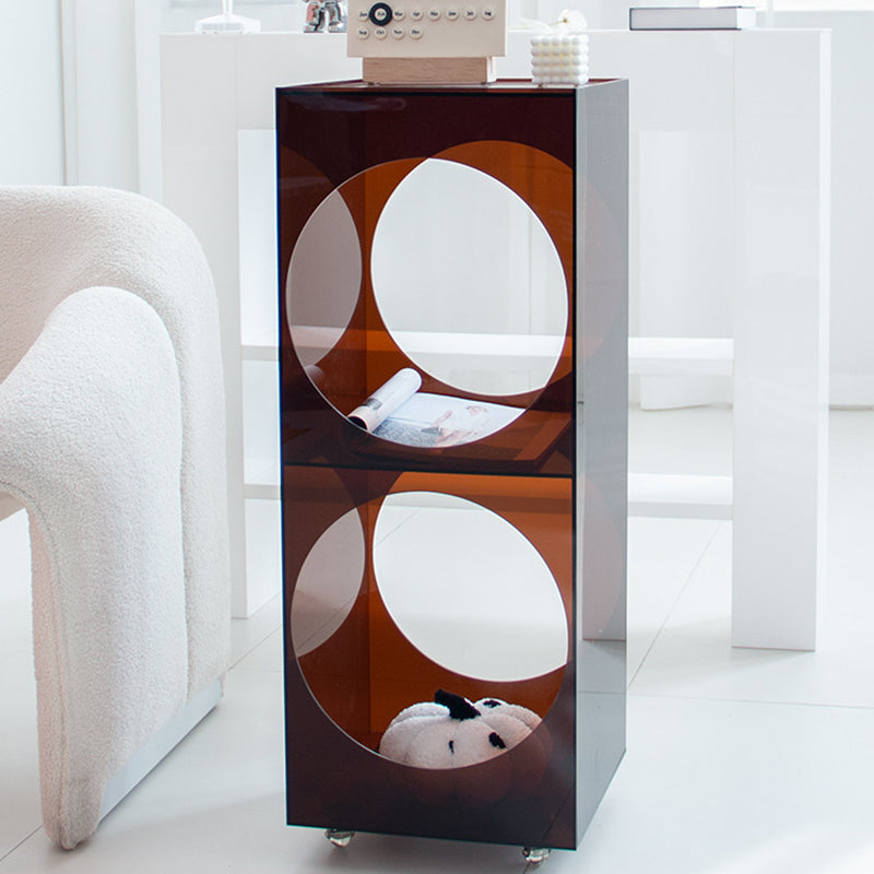 Modern Minimalist Rectangular Acrylic Storage Cabinet 2-Tier Movable For Living Room