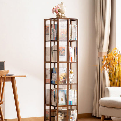 Modern Minimalist Rectangular Bamboo Acrylic Composite Board Bookshelves 4/5 Tier Rotatable For Living Room