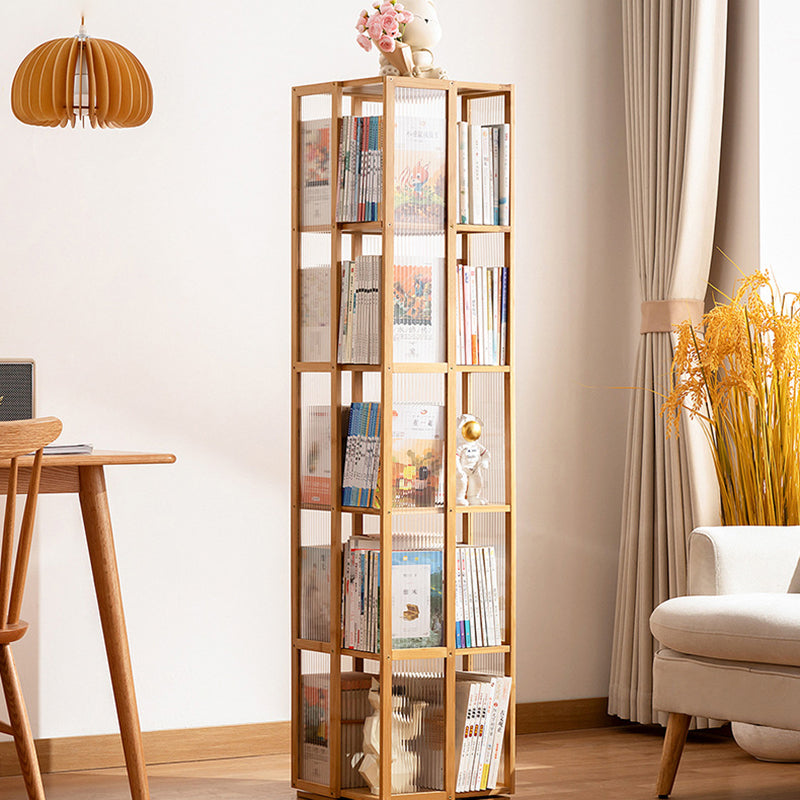 Modern Minimalist Rectangular Bamboo Acrylic Composite Board Bookshelves 4/5 Tier Rotatable For Living Room