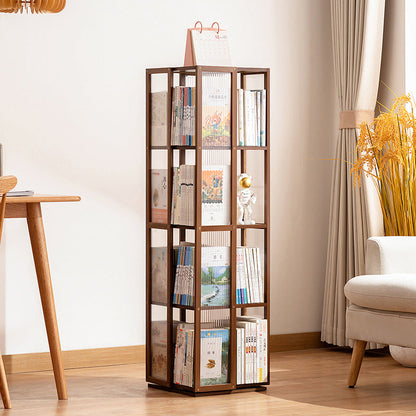 Modern Minimalist Rectangular Bamboo Acrylic Composite Board Bookshelves 4/5 Tier Rotatable For Living Room