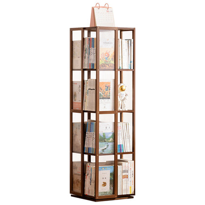 Modern Minimalist Rectangular Bamboo Acrylic Composite Board Bookshelves 4/5 Tier Rotatable For Living Room
