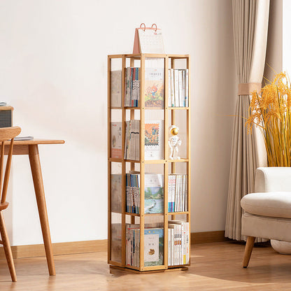 Modern Minimalist Rectangular Bamboo Acrylic Composite Board Bookshelves 4/5 Tier Rotatable For Living Room