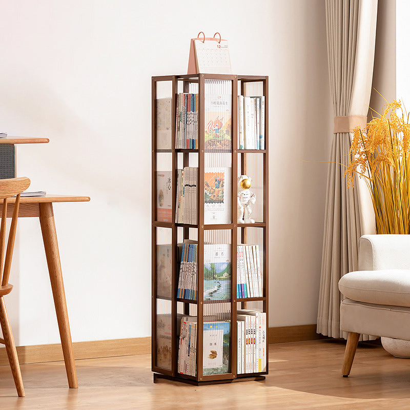 Modern Minimalist Rectangular Bamboo Acrylic Composite Board Bookshelves 4/5 Tier Rotatable For Living Room
