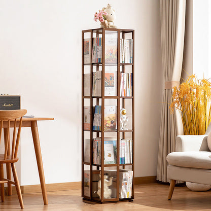 Modern Minimalist Rectangular Bamboo Acrylic Composite Board Bookshelves 4/5 Tier Rotatable For Living Room